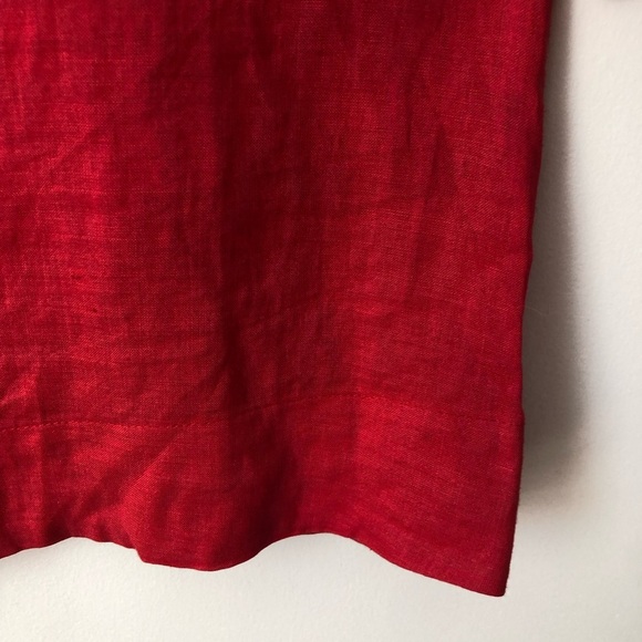 MNG Casual Sportswear Linen Cherry Red Shirt Square Neck Dress Women’s Size M - Picture 5 of 10